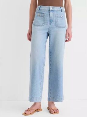 Ann Taylor LOFT Curvy Palmer Denim Wide Leg Crop Pants Refined Blue Size 18 NWT